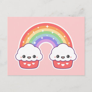 Kawaii Cupcoa Rainbow Vykort