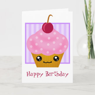 Kawaii Cupkaka Birthday Card Kort