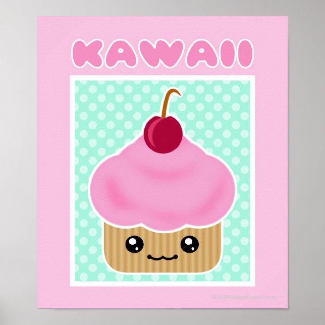 Kawaii Cupkaka Cherry Poster (Framsidan)