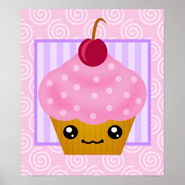 Kawaii Cupkaka Cherry Poster (Framsidan)