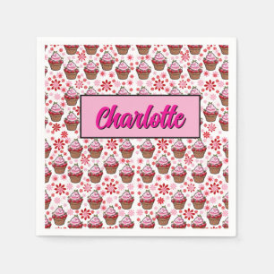 Kawaii Cupkaka Design - Cute Dessert Illustration Pappersservett