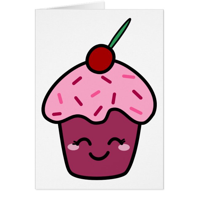 Kawaii Cupkaka Hälsningskort (Framsidan)