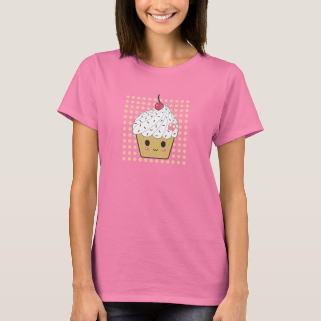 Kawaii Cupkaka i Polka dots Tee (Framsida)