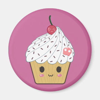 Kawaii Cupkaka med Rosa Sugar Skull och Cherry Magnet