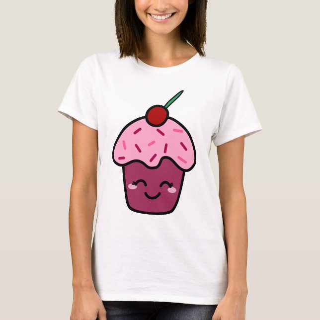 Kawaii Cupkaka T Shirt (Framsida)