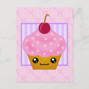 Kawaii Cuptårta Cherry Postcard Vykort
