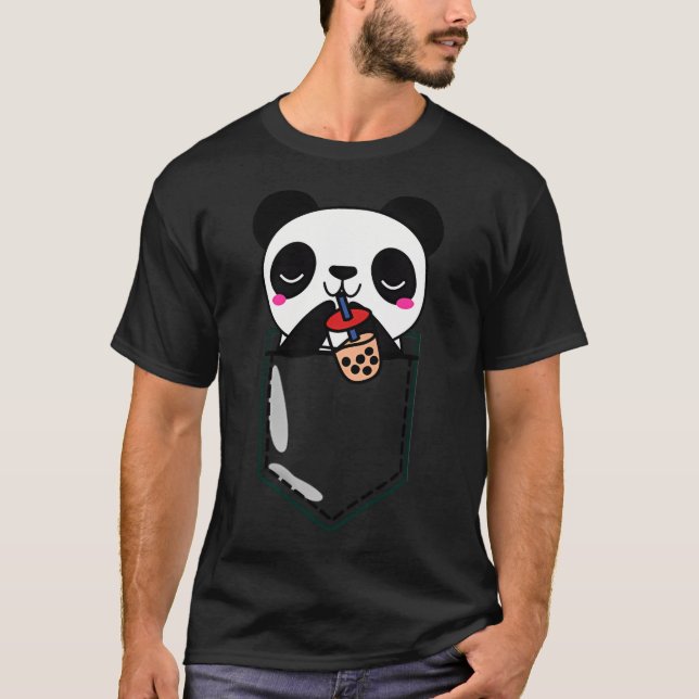 Kawaii Cute Ad,Panda Enjoying Bubble Tea T Shirt (Framsida)
