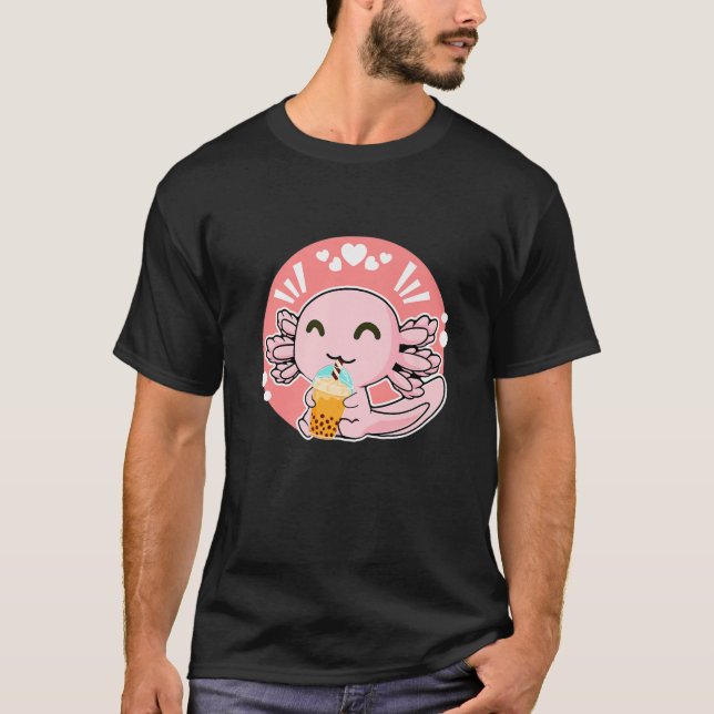 Kawaii Cute Anime Axolotl Boba Tea Bubble Mjölk Te T Shirt (Framsida)