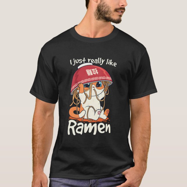 Kawaii Cute Anime Cat Girl Otaku Japansk Ramen No T Shirt (Framsida)