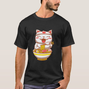 Kawaii Cute Anime Cat Neko Otaku Japanskt Ramen No T Shirt