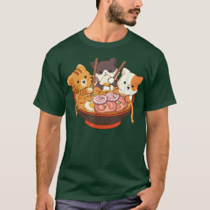 Kawaii Cute Anime Cats Otaku Japansk Ramen Noodle T Shirt