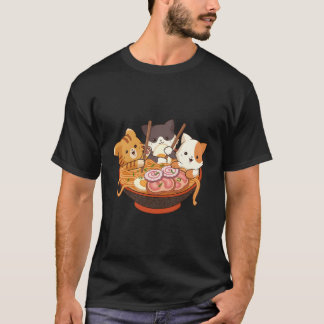 Kawaii Cute Anime Cats Otaku Japansk Ramen Noodle T Shirt