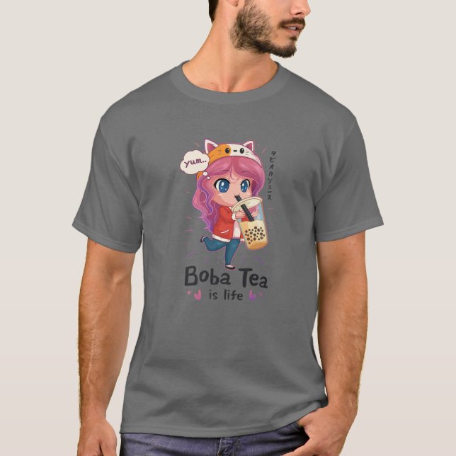 Kawaii Cute Anime Girl Otaku japBoba Tea is T Shirt (Framsida)