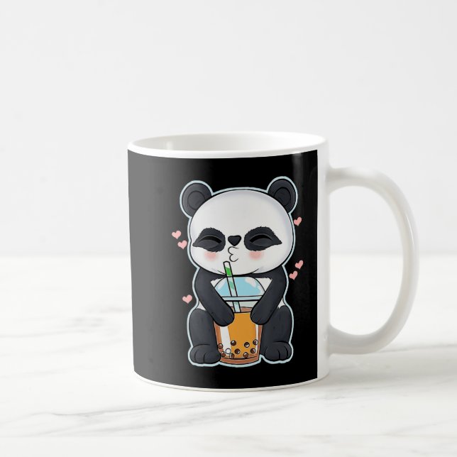 Kawaii Cute Anime Panda Boba Bubble Tea Otaku Mana Kaffemugg (Höger)