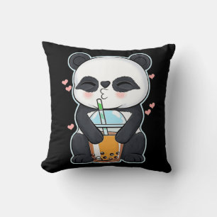 Kawaii Cute Anime Panda Boba Bubble Tea Otaku Mana Kudde