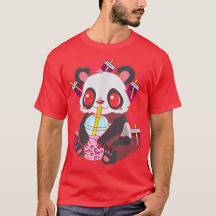 Kawaii Cute Anime Panda Boba Bubble Tea Otaku Mana T Shirt