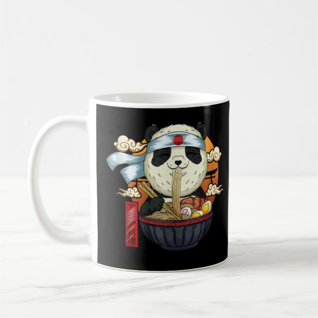 Kawaii Cute Anime Panda Otaku Japansk Ramen Noodl Kaffemugg (Vänster)