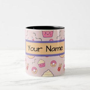 Kawaii Cute Anpassningsbar Gift Personlig Birthday Två-Tonad Mugg