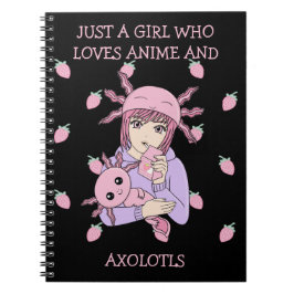 Kawaii Cute Axolotl Strawberry Mjölk Anime Anteckningsbok