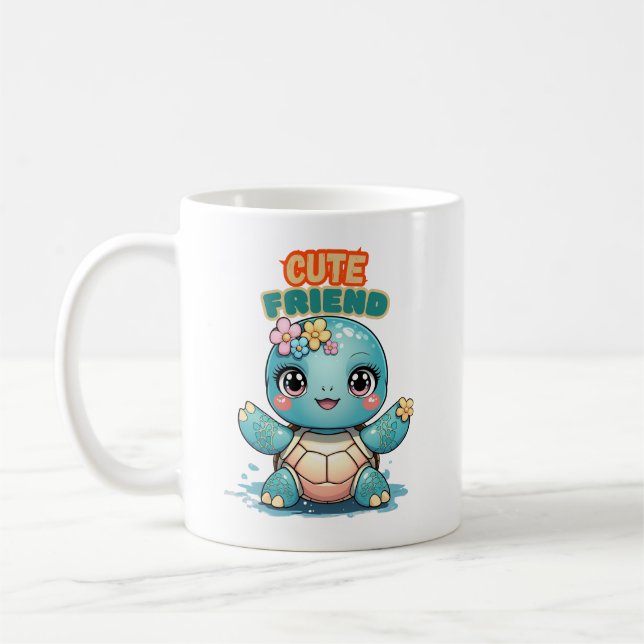Kawaii Cute Baby Turtle Mug Kaffemugg (Vänster)