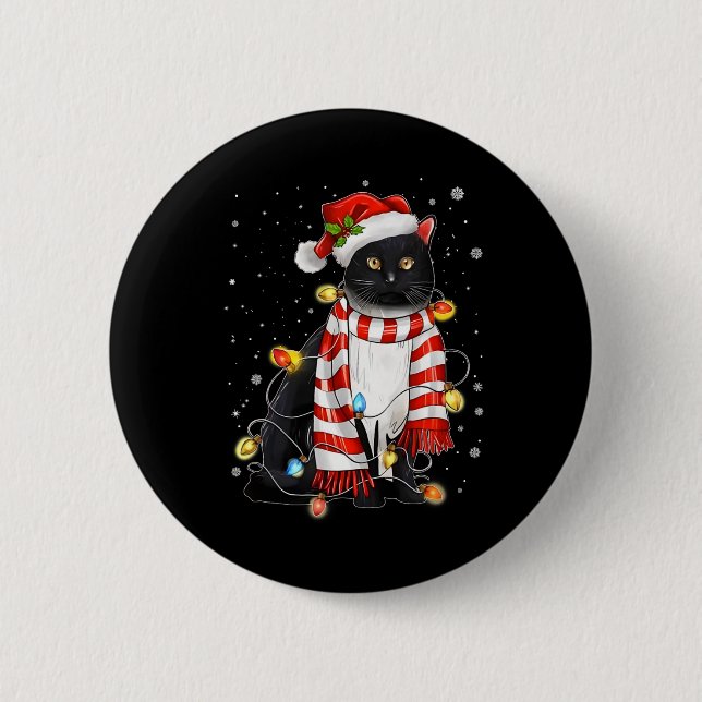 Kawaii Cute Black Santa Tangleed uppe i Julafton L Knapp (Framsida)