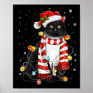 Kawaii Cute Black Santa Tangleed uppe i Julafton L Poster