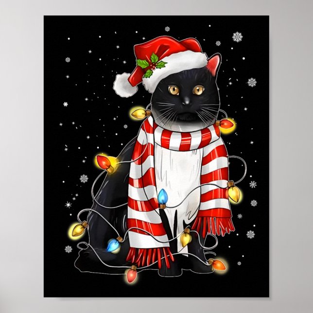 Kawaii Cute Black Santa Tangleed uppe i Julafton L Poster (Framsidan)