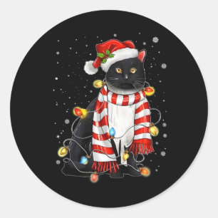 Kawaii Cute Black Santa Tangleed uppe i Julafton L Runt Klistermärke