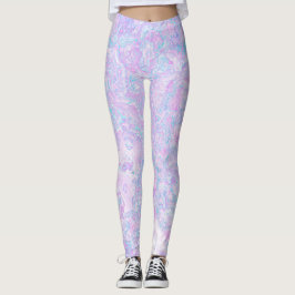 Kawaii Cute Boho Swirly Pastel Cotton Candy Marble Leggings