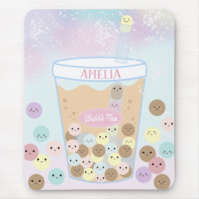 Kawaii Cute Bubble Pearl Mjölk Tea Tapioca Boba Musmatta (Framsidan)