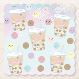 Kawaii Cute Bubble Pearl Mjölk Tea Tapioca Boba Underlägg Papper