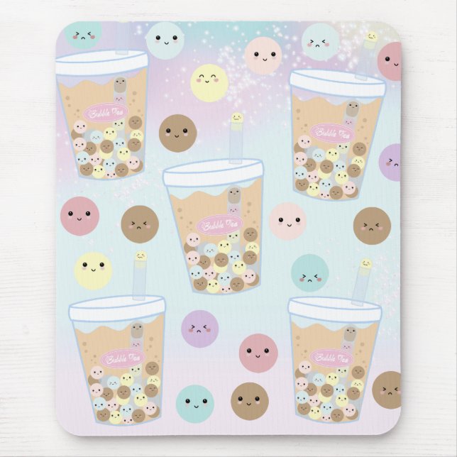 Kawaii Cute Bubble Pearl Mjölk Tea Tapioca Drink Musmatta (Framsidan)