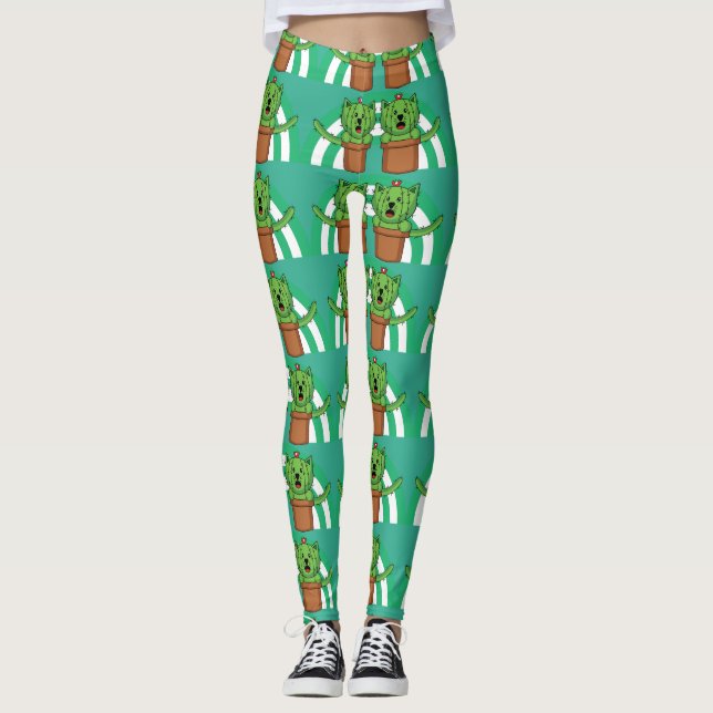 Kawaii Cute Cactus Plant Pet Leggings (Framsida)