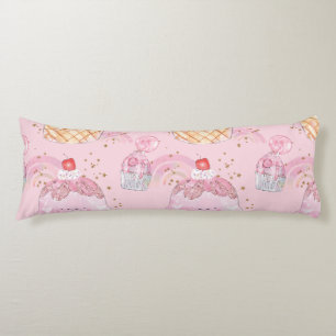 Kawaii Cute Cakes with Cherries - Pastel Lila Kroppskudde