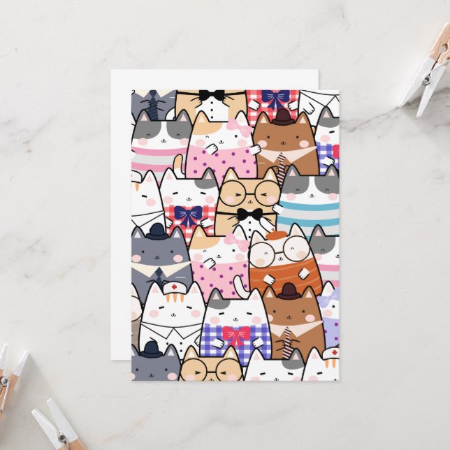 Kawaii Cute Cats Inbjudningar (Fram/Back In Situ)
