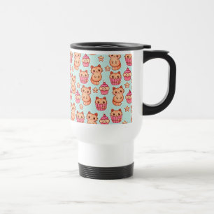 Kawaii Cute Cats Muffins Rosa och Blue Mönster Resemugg