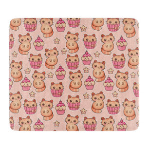 Kawaii Cute Cats och Muffins Rosa Mönster
