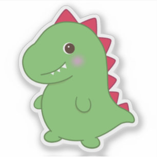 Kawaii Cute Chibi Grönt Dino T-Rex Klistermärken