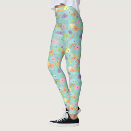 Kawaii Cute Cloud Sol Måne Kön Neutral Mönster Leggings