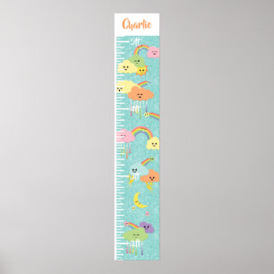 Kawaii Cute Cloud Sol Måne Rainbow Growth Diagram Poster