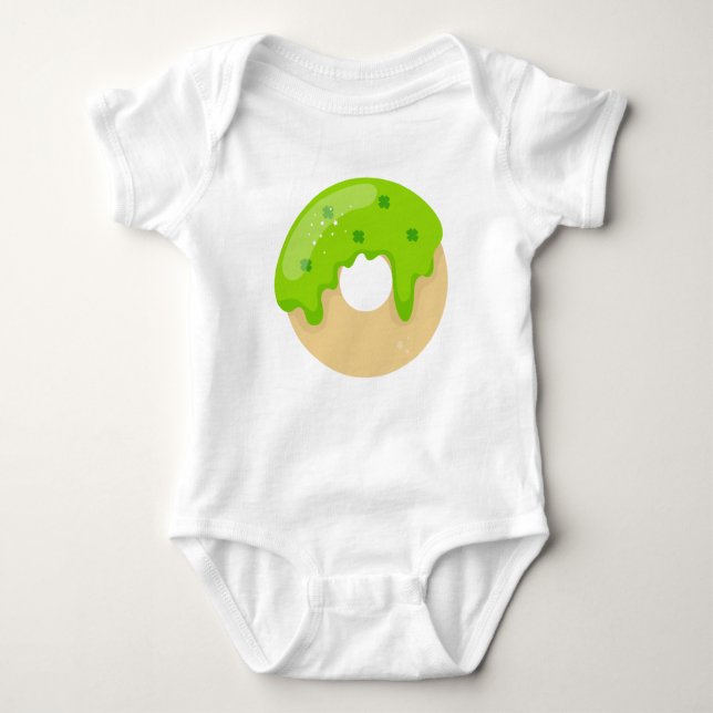 Kawaii Cute Donut Grönt Shamrock Frosting St Paddy T Shirt (Framsida)
