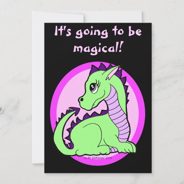 Kawaii Cute Dragon Födelsedagsfest Inbjudningar (Framsida)