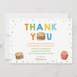Kawaii Cute Fast Food Burger Party Boy Bird Tack Kort