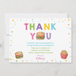 Kawaii Cute Fast Food Burger Party Flicka Tack Kort