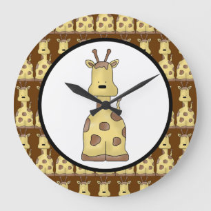 Kawaii Cute Friendly Tecknad Baby Giraffe Vild Art Stor Klocka