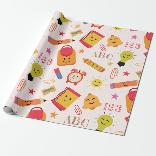 Kawaii Cute Funny School Supplies Presentpapper (Utrullad)