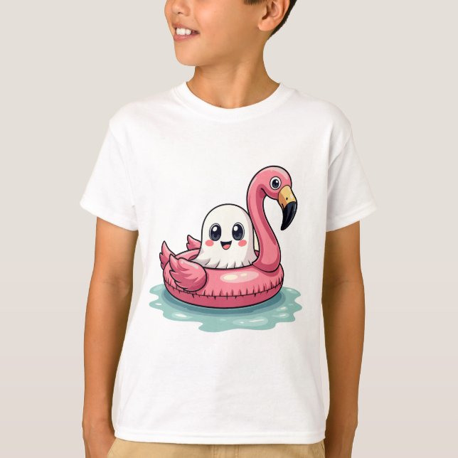 Kawaii Cute Ghost på en Bassäng-sal-Su T Shirt (Framsida)