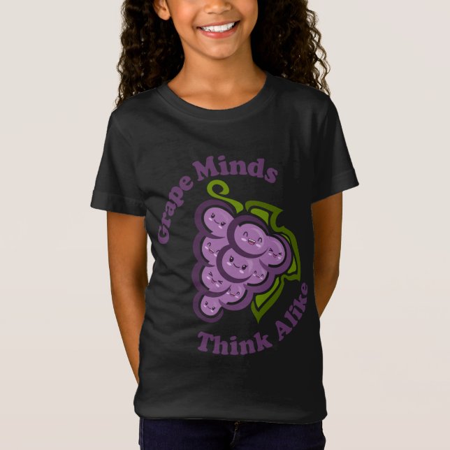 Kawaii Cute Grape Minds Tänka Alike Funny Fruit Fo T Shirt (Framsida)