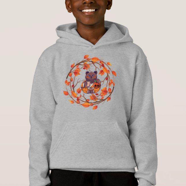 Kawaii Cute Japansk katthösten Halloween T Shirt (Framsida)