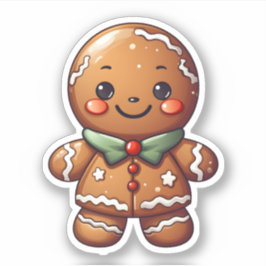 Kawaii Cute Julgingerbröd bakat med Kärlek Klistermärken
